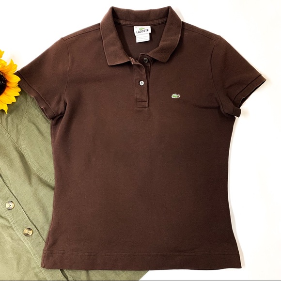 Lacoste 🐊 Polo Brown Collar, Size 42 - Picture 3 of 8